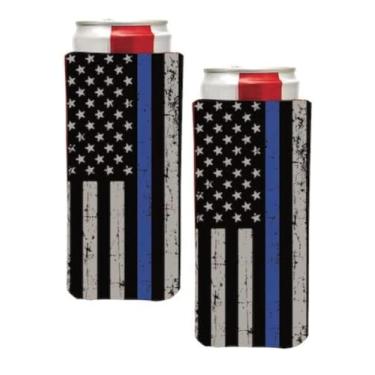 Imagem de PKM – (2) Manga esfriadora fina e azul – Cerveja em branco skinny 340 g Neoprene Coolie – Perfeita para touro vermelho de 340 g, Michelob Ultra, Verdadeiramente