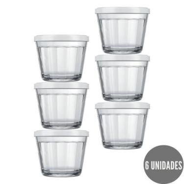 Imagem de 6 Potes 350ml Papinha Vidro Tigela Americano Tampa Sortidas - NADIR FI