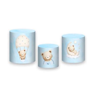 Imagem de Trio de Capas de Cilindro - Ursinho Baloeiro Azul 065 - Via Cores