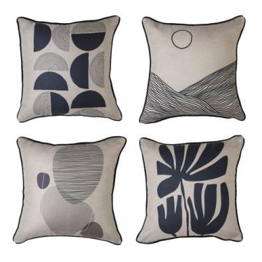 Imagem de Kit 4 Capas de Almofada Estampada Luxo 43cm Com Viés Jolitex, Place
