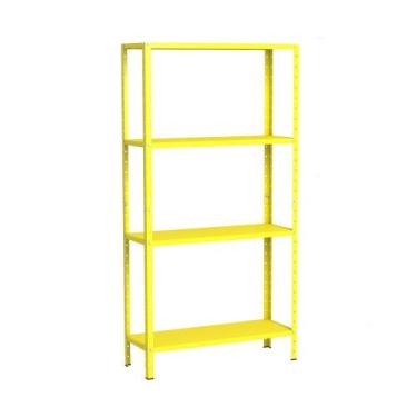 Imagem de Estante Aço 4 Prateleiras Livros Cozinha Quarto EAF006 Amarela - Elite