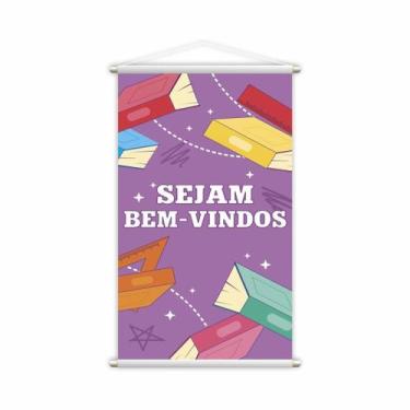 Imagem de Sejam Bem Vindos Banner Roxo Escolar Pedagógico Grande - Plimshop