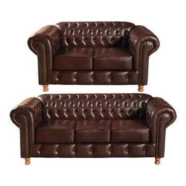 Imagem de Um Sofá 3 lugares Chesterfield Capitonê Luíz Xv 2,30 + Uma Namoradeira