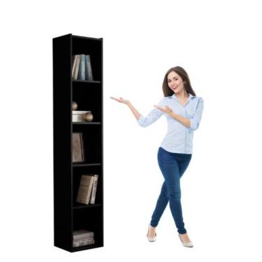 Imagem de Armário Estante Livreiro com Prateleiras Janaína Preto - AJL Móveis