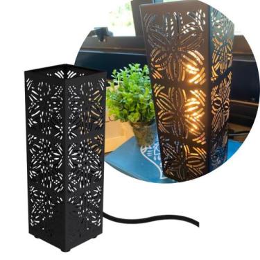 Imagem de Luminária de Mesa Abajur Renda Uni 901 Preto E-27   Taschibra, Preto