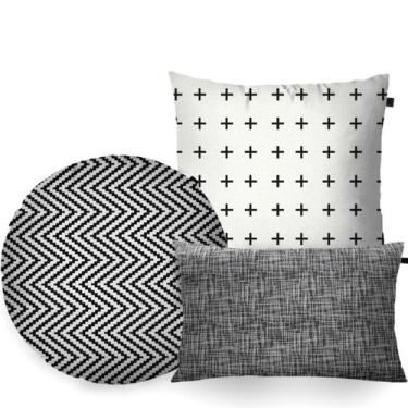 Imagem de Kit com 3 Almofadas Formatos Black White - FASTLAR
