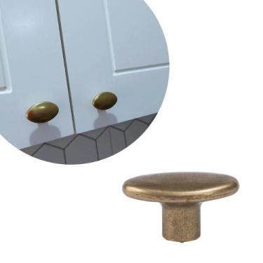 Imagem de Kit 10 Puxador Oval Para Porta Gaveta Puxador Ouro Velho PZ 14 - Telis
