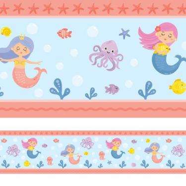 Imagem de Faixa Decorativa Sereias Fundo do Mar 3mx15cm - Quartinhos