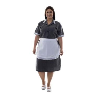 Imagem de Plus Size - Vestido em Tecido Algodão Com Avental  para  Copeira, Arru