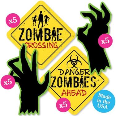 Imagem de Big Dot of Happiness Zona de zumbi – Decorações de mãos de zumbi e zumbi faça você mesmo dia das bruxas ou aniversário essenciais para festas – Conjunto de 20