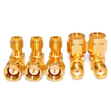 Imagem de TOJOIN Conector adaptador coaxial RF adaptador de ângulo reto 90 graus SMA macho para SMA fêmea DC-8GHZ 50ohm para cabo RF, antena acopladora, rádio amador, WiFi, 5 peças