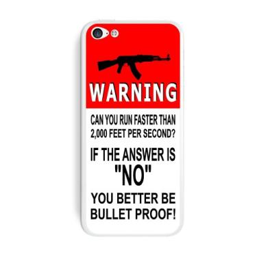 Imagem de Graphics and More Warning Can You Run Faster Than Bullet - Capa protetora AK-47 para Apple iPhone 5C - Conjunto de 2 - Embalagem não varejo - Opaco