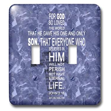 Imagem de 3dRose lsp_29088_2 João 3 16 Verso Bíblico na forma de uma cruz refletida em granito azul cinza capa para interruptor de luz