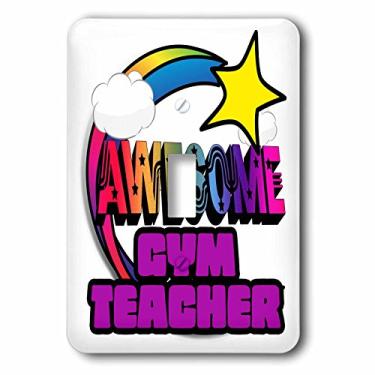 Imagem de 3dRose lsp_201320_1 Interruptor de interruptor único para professor de academia incrível arco-íris estrela cadente