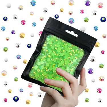 Imagem de CLRDIVA 1000 peças 6 mm verde claro AB Flatback Resina Strass Bulk Jelly Gems Flat Back Cristais Sem Hotfix Atacado Pedras Diamantes para Artesanato Copos Rosto Olho Maquiagem Unhas Bling DIY Decoração