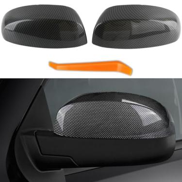 Imagem de 1 par de tampa de espelho lateral de carro meia capa para Chevy Tahoe Avalanche Silverado Suburban GMC Sierra Yukon Xl 1500 2500 3500 HD Cadillac Escalade acessórios traseira exterior fibra de carbono peças de afinação