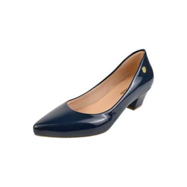 Imagem de Sapato Feminino Scarpin Bico Fino Verniz Donna Santa 36.001, Marinho, 