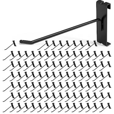 Imagem de Ganchos Gridwall de 15 cm, 50 peças de ganchos de exibição para painel de parede de grade, ganchos e ganchos resistentes para loja de varejo, escritório em casa, garagem, armazenamento, preto