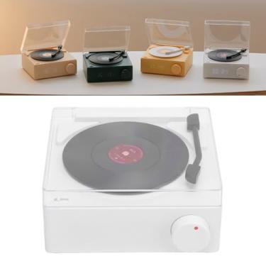 Imagem de Despertador Com Alto-falante Portátil, Alto-falante Com Toca-discos Giratório Estável, Alto-falante Inteligente Vintage para Decoração Mesa Quarto Casa (Branco)