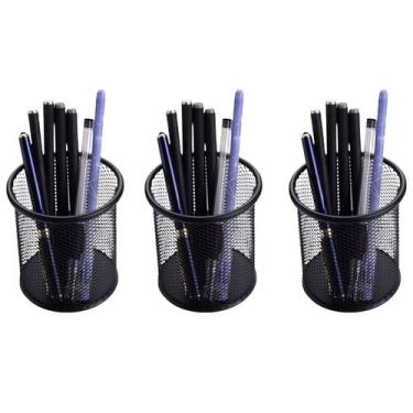 Imagem de Porta Lapis Organizador Aramado Kit 3 Unidades Caneta Lapis Tesoura Es