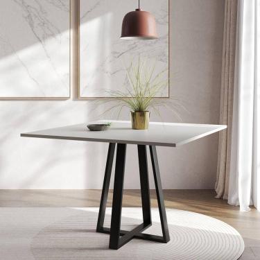 Imagem de Mesa De Jantar Mônaco 110cm Tampo Branco Pés Preto Branco