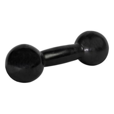 Imagem de 2 Halteres Bola 5kg Emborrachado Par Preto Fisioterapia - BASE