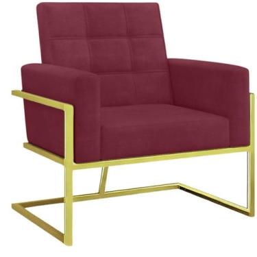 Imagem de 1 Poltrona Base de Ferro Dourado Cadeira para Sala de Espera Recepção 