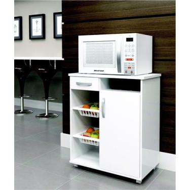 Imagem de Fruteira Multiuso cor Branco 02 Bandejas 01 Portas e 01 Gaveta - Agne