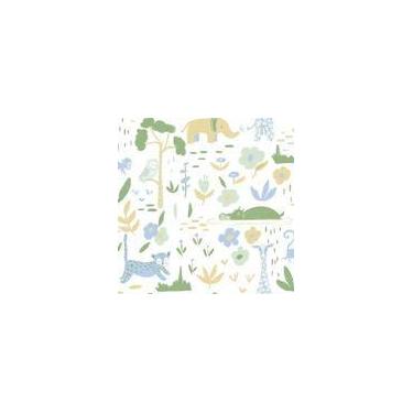 Imagem de Papel de Parede Vinílico Sonhos Ref 4204 bichinhos Verde 52cm x 10m - 