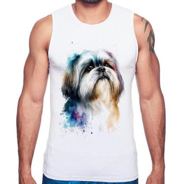 Imagem de Regata Cachorro Shih Tzu Watercolor - Foca na Moda, Branco, GGG