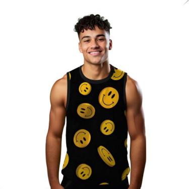 Imagem de Camiseta Algodão Regata Verão Estilo Moda Praia Emojis Cartoon Face 19