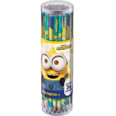Imagem de Lápis Preto Redondo Decorado Minions 2 Cores Pote com 36 - Summit
