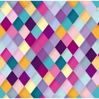 Imagem de Papel de Parede Adesivo Geométrico Losangos Coloridos Suaves e Harmôni