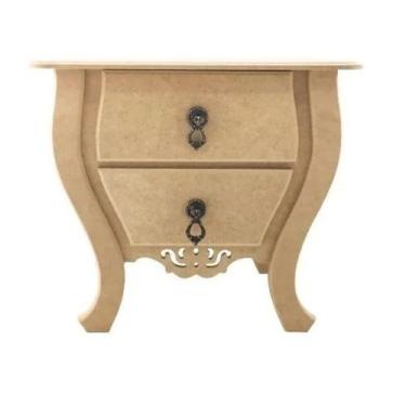 Imagem de Mini Mesa de cabeceira com 2 Gavetas e Puxador 30x18x26 Mdf Madeira - 