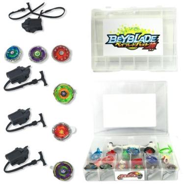 Imagem de Kit 6 Beyblade Pião Tornado Metal Fusion + 4 Lançadores + Maleta - Lia