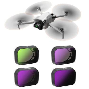 Imagem de LENSKINS Conjunto de filtros ND para drone DJI Mini 3/Mini 3 Pro, pacote com 4 filtros de densidade neutra PL ND8 ND16 ND32, vidro óptico HD multirevestido com moldura de liga de alumínio