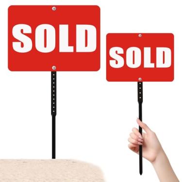 Imagem de Placa vendida com estaca para novos proprietários de casas, placa vendida para suprimentos de corretores de imóveis, placa de venda recém vendida, placa de metal vendida para corretores de imóveis e