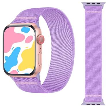 Imagem de Pulseira infantil de relógio Apple, pulseira de nylon elástica para meninos e meninas, compatível com iWatch séries 9, 8, 7, 6, 5, 4, 3, 2, 1/SE (42/44/45 mm, tamanho oficial 2 para idosos de 11 anos