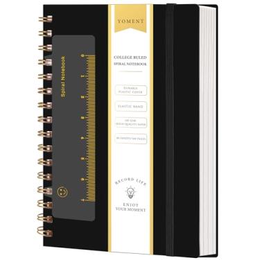 Imagem de Caderno espiral A5 pautado pela faculdade diário encadernado espiral 160 páginas papel grosso plástico capa dura caderno espiral 5x7 cadernos encadernados com fio para anotações escolares materiais de escritório, preto