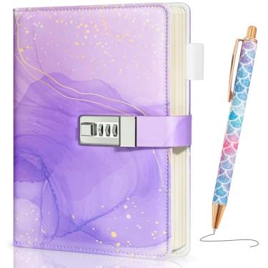 Imagem de Beadsky Diário com cadeado para meninas e mulheres, caderno diário bloqueado com senha, diário de seteto recarregável com fechadura, kit de diário de estética com caneta, presentes fofos para meninas