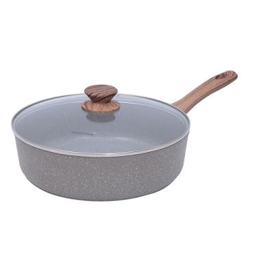 Imagem de Mimo Style, Frigideira Funda em Aço Inox com Tampa de Vidro Antiaderente com Saída de Vapor Style Cook, Grafito 28 cm