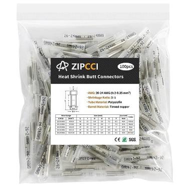 Imagem de ZIPCCI Conectores Termorretráteis 26-24 Awg - 100 Unidades Branco Isolado À Prova D'Água Elétrico Marinho Automotivo Conector de Emenda de Fio Terminais de Fiação de Crimpagem