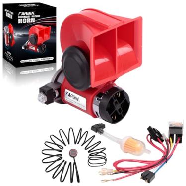Imagem de FARBIN Kit de Buzina de Carro 12V 150db com Compressor, Buzina de Ar Alto com Botão, Vermelha, Ajuste Universal para Carro, Caminhão, Jeep, SUV, Motocicleta, Van, Barco, Motocicleta Off-Road