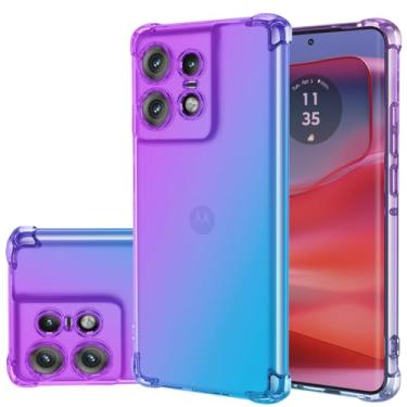 Imagem de Gufuwo Capa para Moto Edge 50 Pro, capa fofa para Motorola Edge 50 Pro, meninas, mulheres, gradiente, fina, antiarranhões, capa protetora à prova de choque para Motorola Edge 50 Pro 5G roxo/azul
