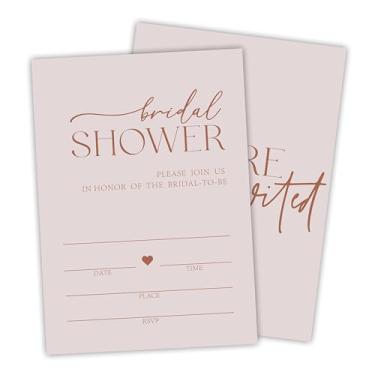 Imagem de Convites de chá de panela minimalistas com envelopes - Cor cappuccino - Convites de recepção de chá de panela clássico, celebração de festa de noivado de noiva e noivo, lembrancinha de festa e