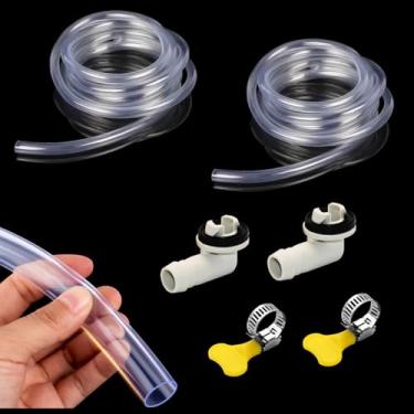 Imagem de 2 pacotes de mangueira de drenagem de ar condicionado, kit de mangueira de drenagem CA portátil de 0,9 m, conector de mangueira de drenagem CA de 9,5 cm para janelas AC Mini peças de unidade dividida