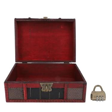 Imagem de Caixa de Armazenamento Vintage Com Dobradiças de Liga de Bronze Antigo, baú de Joias para Pulseiras, Brincos, Pingentes, Feito de Placa de Densidade, Ideal para Organizar Itens