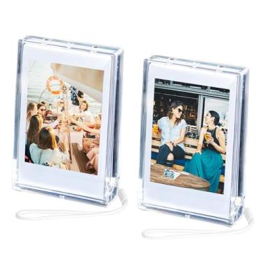 Imagem de Rieibi Estojo de armazenamento para fotos Fujifilm Instax Mini Evo/12/11/9/8/7+/99/90/40/Link 7.6 cm - Caixa de armazenamento de fotos com cordão de pulso[2 Pacotes]