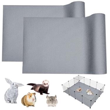 Imagem de BNOSDM Forro impermeável para gaiola de coelho com 2 peças, forro de gaiola de porquinho-da-índia, lavável para animais pequenos, tapete reutilizável para proteger o chão, tapete de cercadinho para