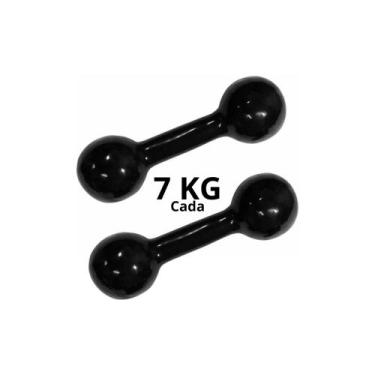 Imagem de Par De Halteres Emborrachado 7 Kg Fitness Musculação - Exercise Sports